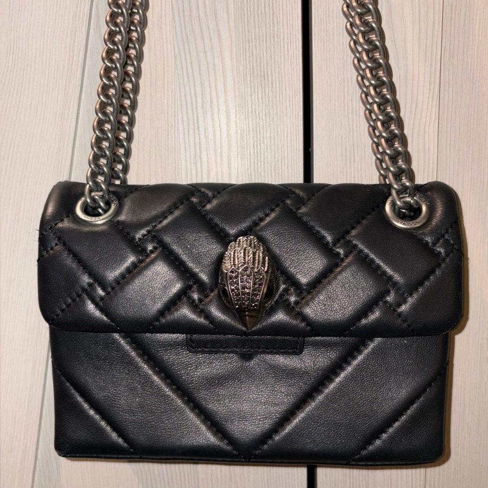Quilted Black Leather Crossbody Bag with Chain Strap